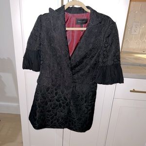 BCBGMaxazria double breasted 3/4 length trench coat with gorgeous fabric nwot